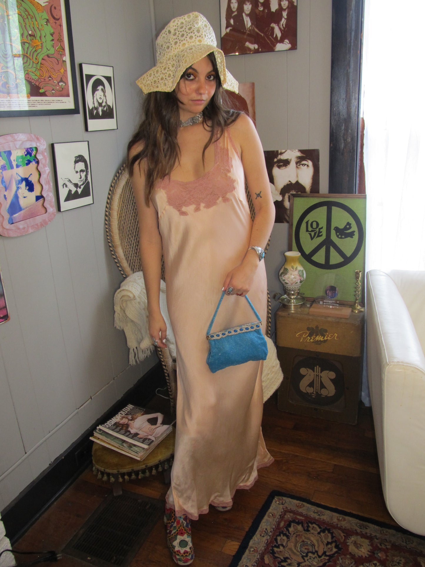 Antique Pink Slip Dress