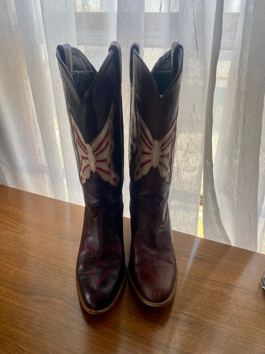 Vintage Butterfly Cowgirl Boots