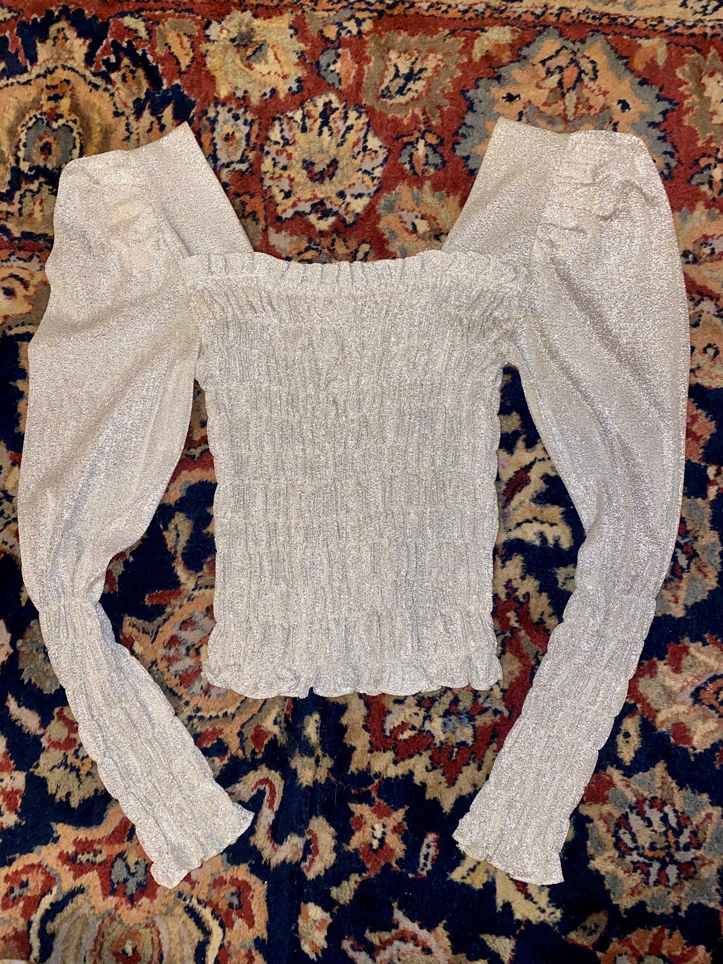 1970s Glam Rock Glitter Ruched Top