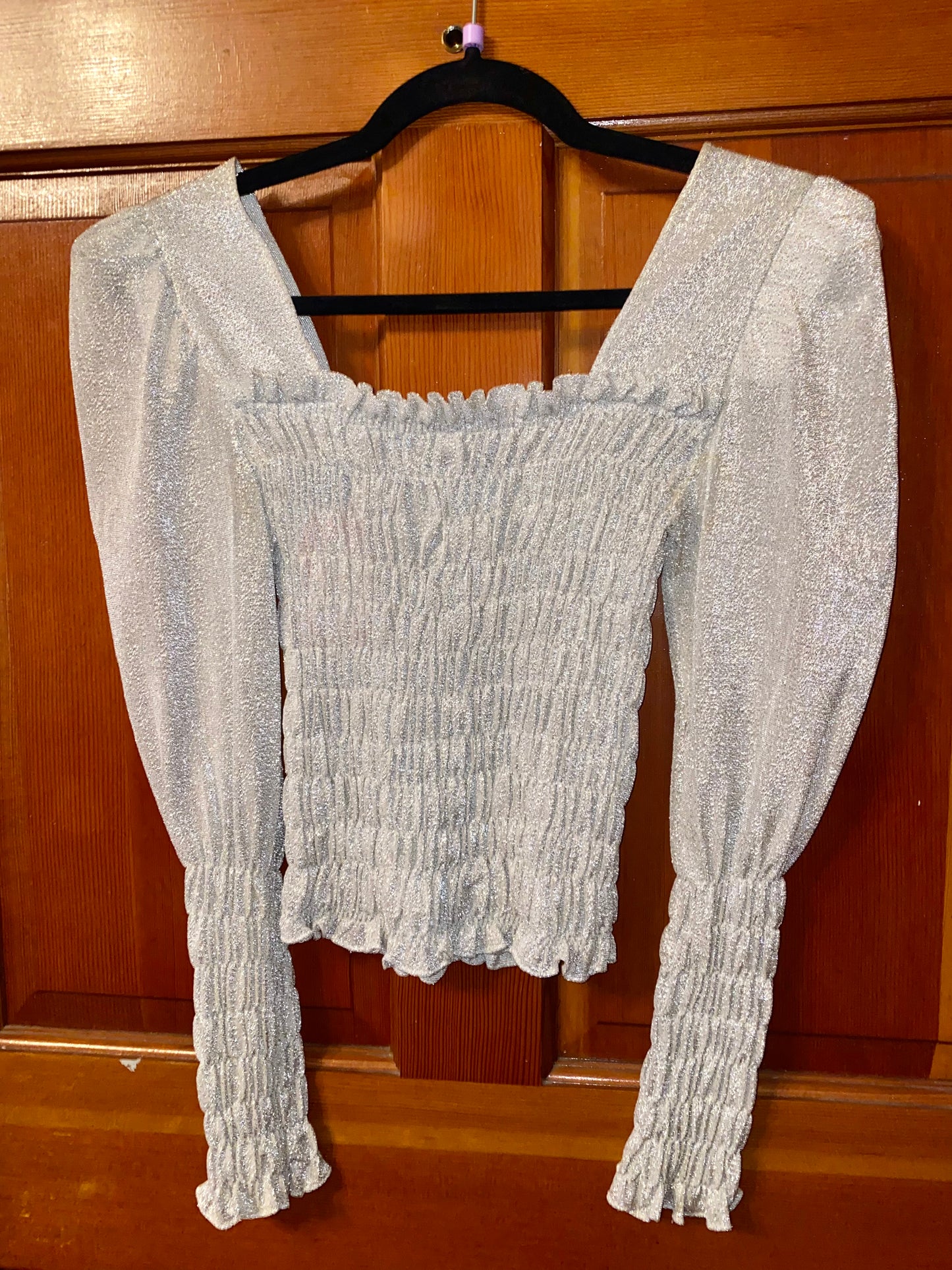 1970s Glam Rock Glitter Ruched Top