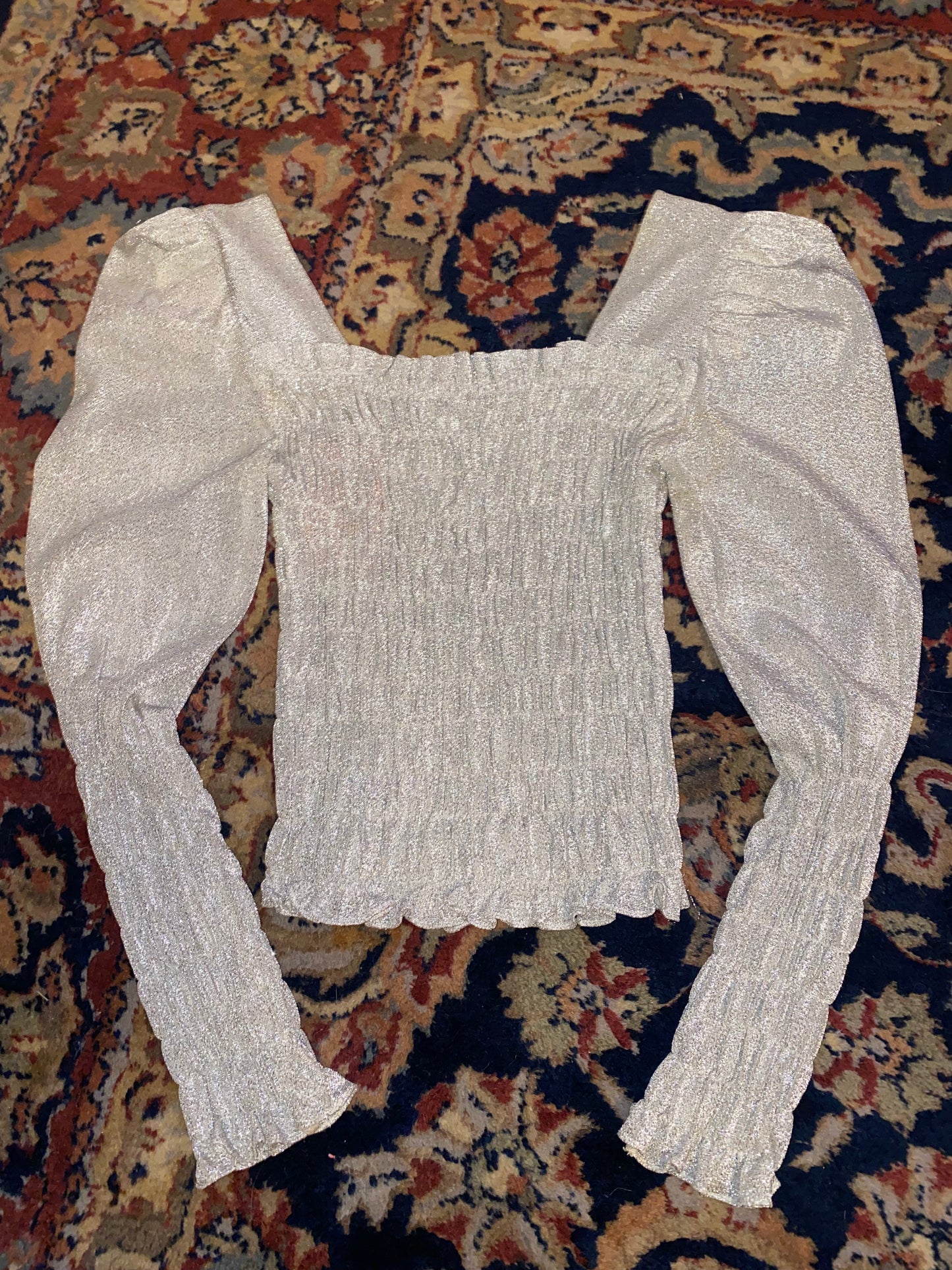 1970s Glam Rock Glitter Ruched Top